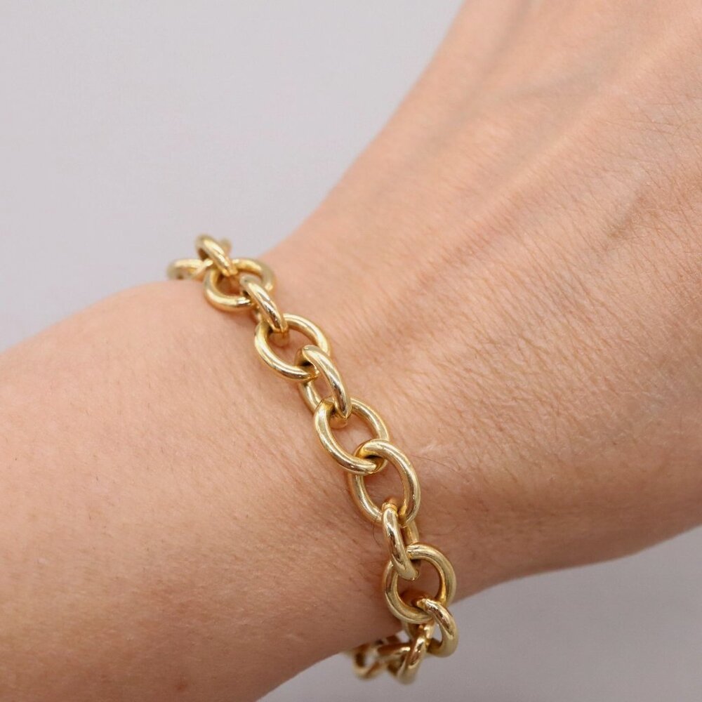 Milor Italy Gold Plated 7" Cable Link Chain‎ Bracelet
